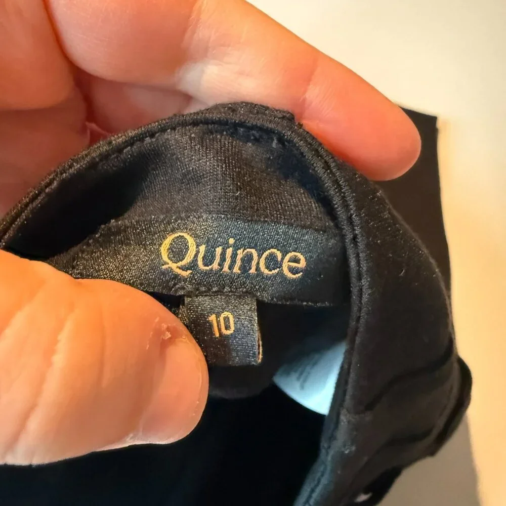 Quince Women 10 Ponte Cropped Wide Leg Pants Black Ultra Stretch Pull On Minimal - Picture 3 of 10